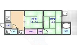 第ニ永井荘 2階2Kの間取り