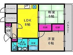 メゾンドール東条 2LDKの間取図画像