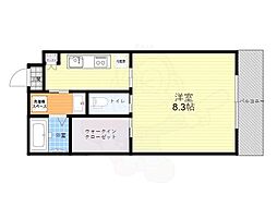 Shining二条離宮 2階1Kの間取り