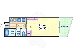京福電気鉄道北野線 龍安寺駅 徒歩3分の賃貸マンション 2階1Kの間取り