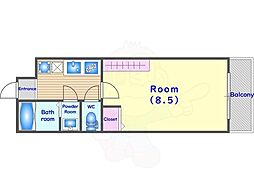 京福電気鉄道北野線 龍安寺駅 徒歩3分の賃貸マンション 4階1Kの間取り