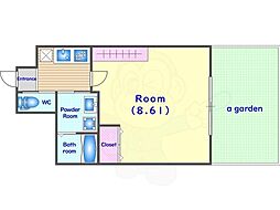 阪急京都本線 西京極駅 徒歩13分の賃貸マンション 1階1Kの間取り