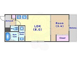 アドバンスコート五条丹波口 1階1LDKの間取り