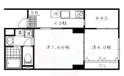 北野エスポワコリン 1階2Kの間取り