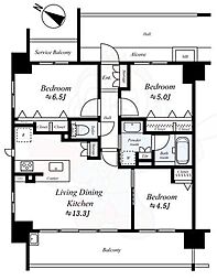 プレサンスロジェ京都西大路 2階3LDKの間取り
