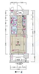 ソルテラス京都JUJO華 7階1Kの間取り
