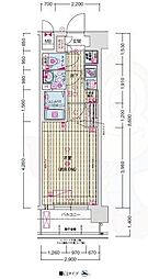 ソルテラス京都JUJO華 6階1Kの間取り