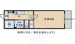 京都地下鉄東西線 太秦天神川駅 徒歩10分の賃貸アパート 3階1Kの間取り