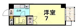 KITANOクレセント 4階1Kの間取り