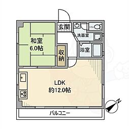 西馬マンション 1LDKの間取図画像