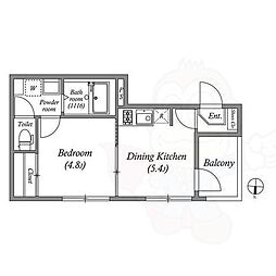 京都市営烏丸線 竹田駅 徒歩6分の賃貸アパート 3階1DKの間取り
