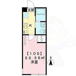 サンクトスコート京都駅北 1階1Kの間取り