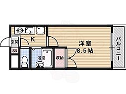 グランドールワタナベ2 3階1Kの間取り