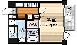 アクロス京都七条鴨川御苑 2階1Kの間取り