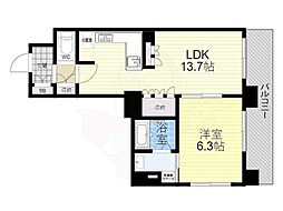 リーガル京都西陣2 2階1LDKの間取り