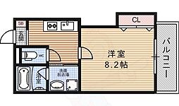 アソルティ西院 3階1Kの間取り