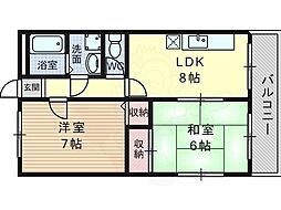 プレミエールクラーテ 2階2LDKの間取り