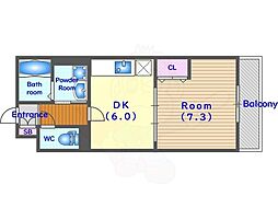 ベルウエスト 1階1DKの間取り