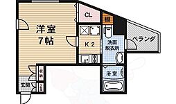 クレストコート二条城北 4階1Kの間取り