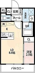 エストゥルース京都II 1LDKの間取図画像