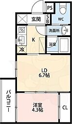 エストゥルース京都II 2Kの間取図画像