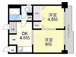 チコーベルメゾン桂 2DKの間取図画像