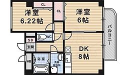 サンパティークA 2DKの間取図画像