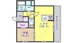 レガート2 1LDKの間取図画像