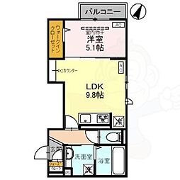 D-ROOM松尾鈴川 1LDKの間取図画像