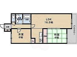 ボンエルフ嵯峨 2LDKの間取図画像