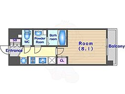 ソルテラス京都洛南 1Kの間取図画像