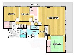 エスリード長岡天神 3LDKの間取図画像