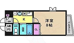 コーラルリーフ 1Kの間取図画像