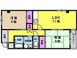 メゾンドール奥文 2LDKの間取図画像