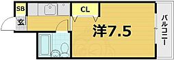 ヤングビレッジ嵯峨 1Kの間取図画像