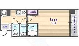 アスヴェル京都二条烏丸 1Kの間取図画像