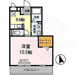 アラン・コート 1Kの間取図画像