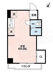 ロイヤル河原町五条 ワンルームの間取図画像