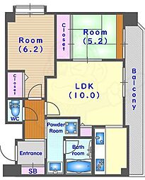 メロディーハイム堺町 2LDKの間取図画像