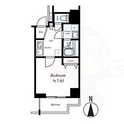 アスヴェル京都西京極 1Kの間取図画像