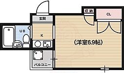 エクセレントビル夷川 1Kの間取図画像