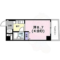 Gloire烏丸五条 ワンルームの間取図画像