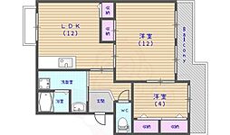 ハーモニータカノ 2LDKの間取図画像