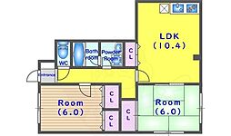 グリーンヒル冨田 2LDKの間取図画像
