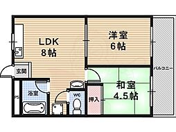 サンシャインコーポ新宮 2DKの間取図画像