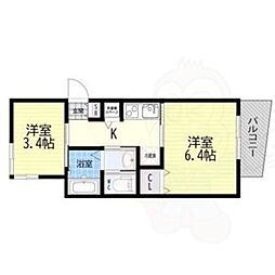 サムティ京都西大路 2Kの間取図画像