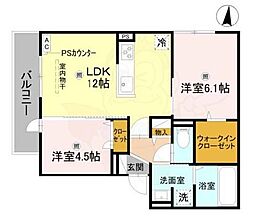 GRAMM松室吾田神町 A棟 2LDKの間取図画像