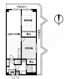 インペリアルパレスリバーサイド 2LDKの間取図画像
