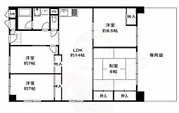 桂川ハイツ4号館 4LDKの間取図画像