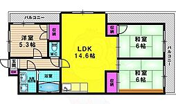グランドハイツフナトラ 3LDKの間取図画像